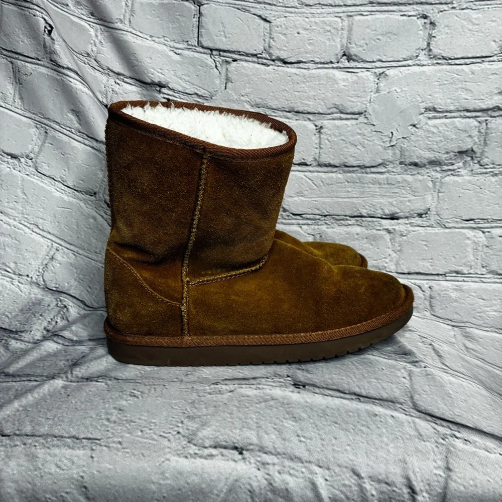 Koolaburra by UGG Koola Boots Girls Sz 4 Short Above Ankle Warm Suede Tan‎ Brown